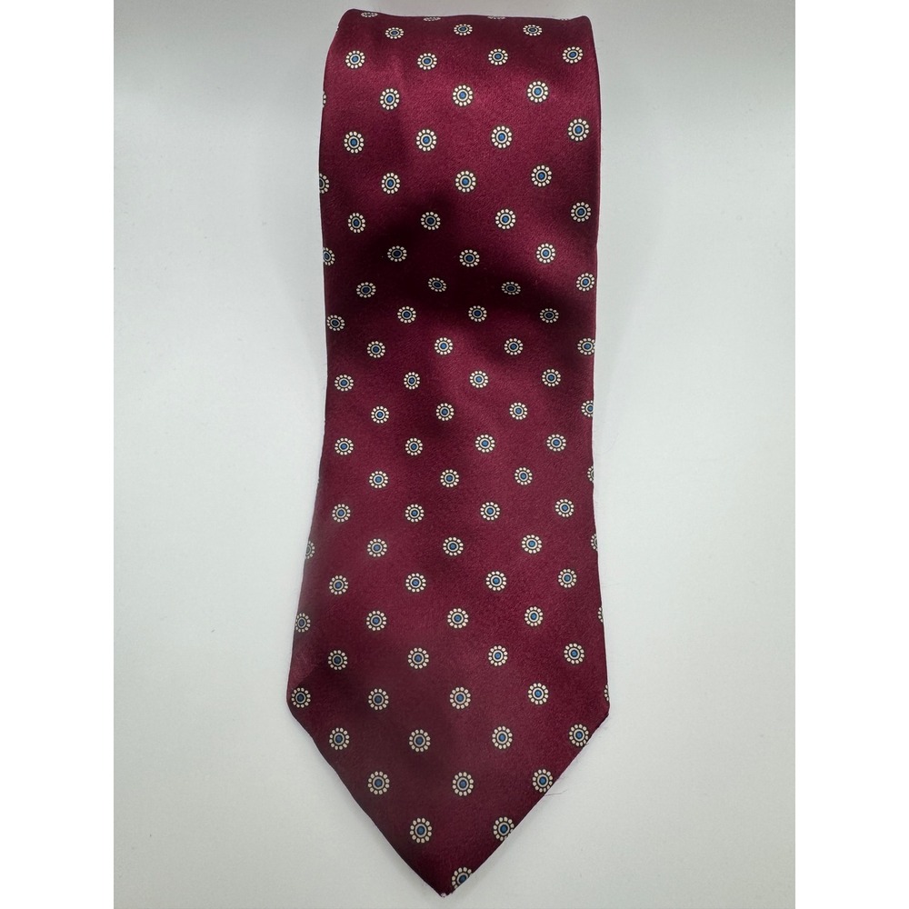 Vintage Luca Franzini Silk Tie Burgundy Floral Pattern Made in Italy